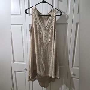 A'reve Boutique Ivory/Cream Lace/Ruffle Lined Dress Medium